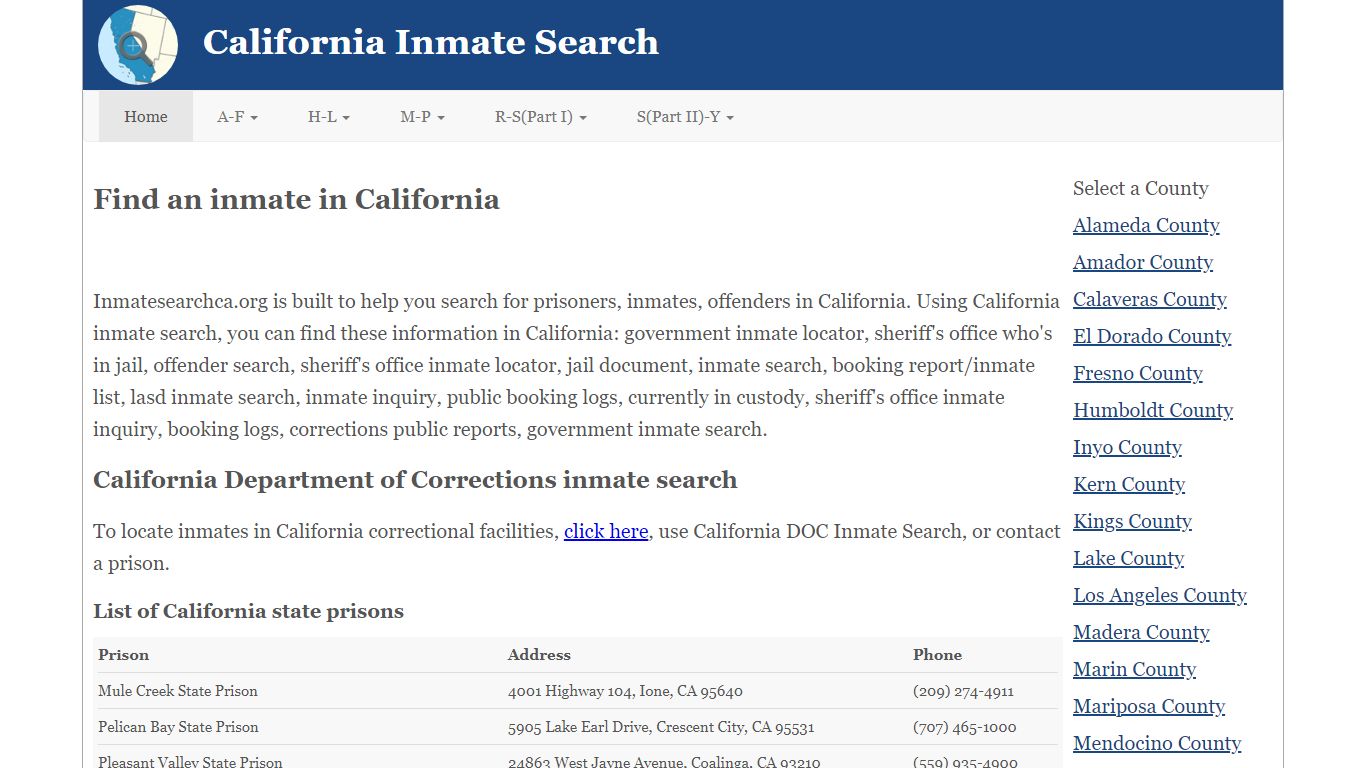California Inmate Search
